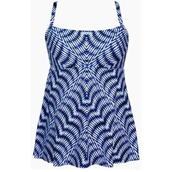 MIRACLESUIT Size 14 Hypnotique Kami Tankini Top Blue White Swimwear Slimming NEW - Picture 3 of 6